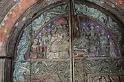 Carved wooden door in the Sita Rama temple