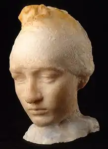 Head of Camille Claudel, 1884, by Auguste Rodin, portrays Claudel wearing a Phrygian cap, on exhibit at the Museo Soumaya