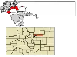 Location of the City of Commerce City in Adams County, Colorado