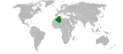 Map indicating locations of Algeria and United Arab Emirates