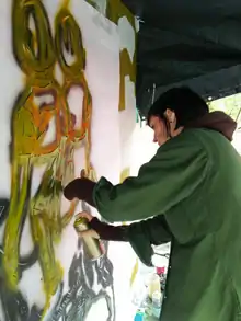 Amanda Marie painting at Stroke Art Fair Munich, Germany May 2013.