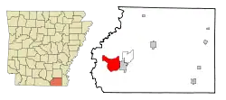 Location in Ashley County and the state of Arkansas