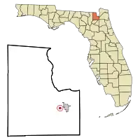 Location in Baker County and the state of Florida