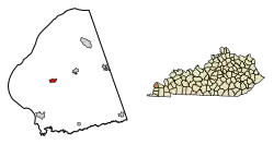 Location of Barlow in Ballard County, Kentucky.