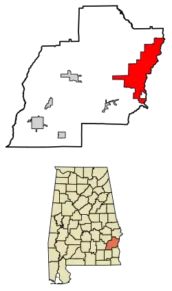 Location of Eufaula in Barbour County, Alabama