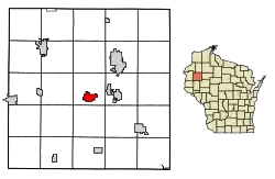 Location of Barron in Barron County, Wisconsin.