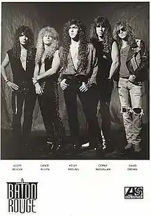 Baton Rouge in 1991. L-R: Scott Bender, Lance Bulen, Kelly Keeling, Corky McClellan and David Cremin.