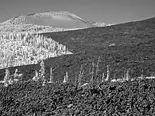 The Belknap volcano and its lava beds seen from below