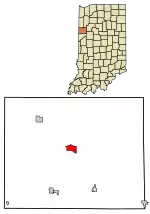 Location of Fowler in Benton County, Indiana.