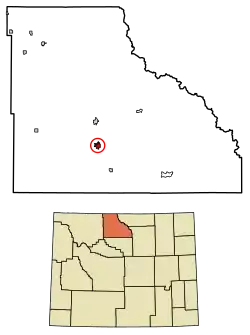 Location of Basin in Big Horn County, Wyoming.