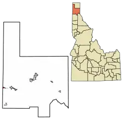 Location of Oldtown in Bonner County, Idaho.