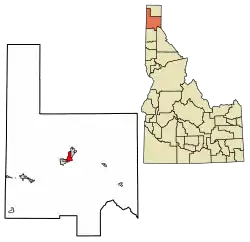 Location of Sandpoint in Bonner County, Idaho.