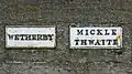 The boundary between Wetherby and Micklethwaite marked on the bridge