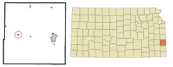 Location within Bourbon County and Kansas