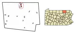 Location of Athens in Bradford County, Pennsylvania.