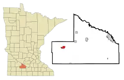 Location of Springfieldwithin Brown County, Minnesota