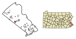 Location of Chalfont in Bucks County, Pennsylvania.