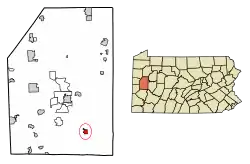 Location of Saxonburg in Butler County, Pennsylvania.