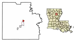 Location of Columbia in Caldwell Parish, Louisiana.