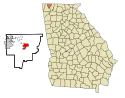 Location in Catoosa County and the state of Georgia