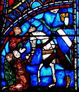 Knight with the Champagne family coat of arms, probably Thibaud VI - Life of the Virgin (bay 28b)