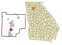 Location in Cherokee County and the state of Georgia