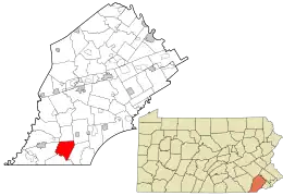 Location in Chester County and the state of Pennsylvania.