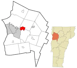 Location in Chittenden County and the state of Vermont.
