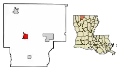 Location of Homer in Claiborne Parish, Louisiana.