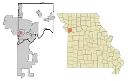 Location of Oaks, Missouri