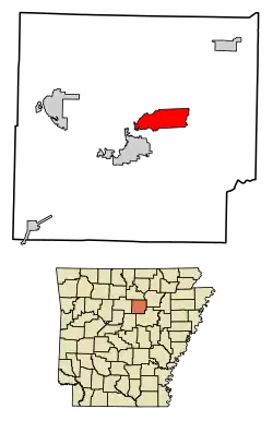 Location of Tumbling Shoals in Cleburne County, Arkansas.