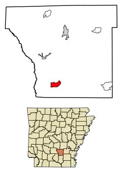 Location of New Edinburg in Cleveland County, Arkansas.