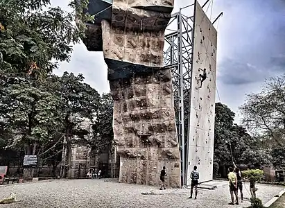 Climbing walls at the Indian Mountaineering Foundation center in New Delhi