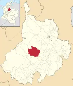 Location of the municipality and town of El Carmen, Santander in the Santander Department of Colombia.