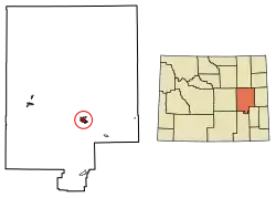 Location of Douglas in Converse County, Wyoming.