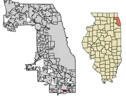 Location of South Chicago Heights in Cook County, Illinois.