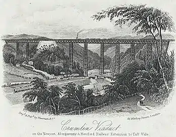 Crumlin viaduct on the Newport, Abergavenny & Hereford railway extension to Taff vale ca 1865 by Newman and Co. (London, England)