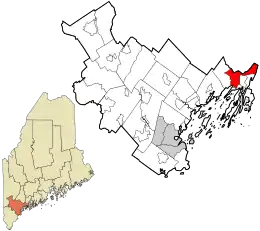 Location in Cumberland County and the state of Maine.