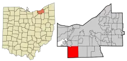 Location in Cuyahoga County and the state of Ohio.