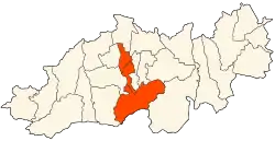 Map of Blida Province highlighting Ouled Yaïch District