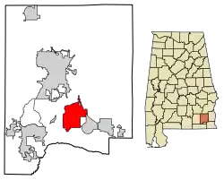 Location of Newton in Dale County, Alabama.