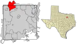Location in Dallas County and the state of Texas