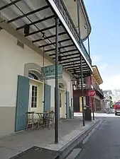 Metal outriggers are used to support galley's deck