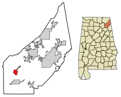 Location of Geraldine in DeKalb County, Alabama.