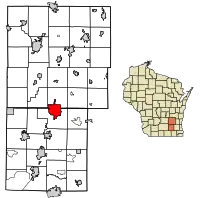 Location of Watertown in Dodge County, Wisconsin.