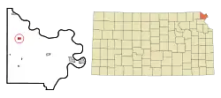 Location within Doniphan County and Kansas