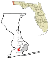 Location in Escambia County and the state of Florida