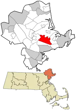 Location in Essex County and the state of Massachusetts.