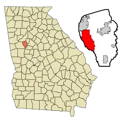 Location in Fayette County and the state of Georgia