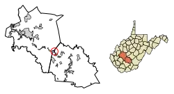 Location of Smithers in Fayette County, West Virginia.